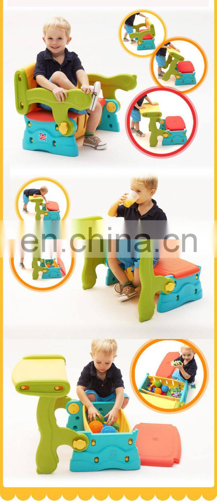 new preschool children Multifunction 3 in 1 storage dining table and chair for baby