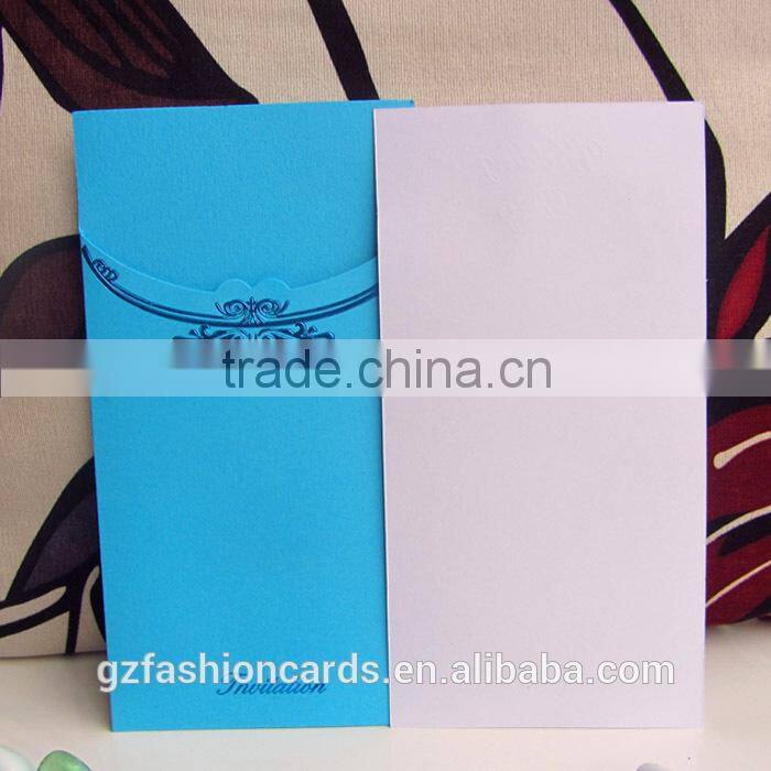 Nice Color Pocket with Envelope Embossed Marriage Invitation Card