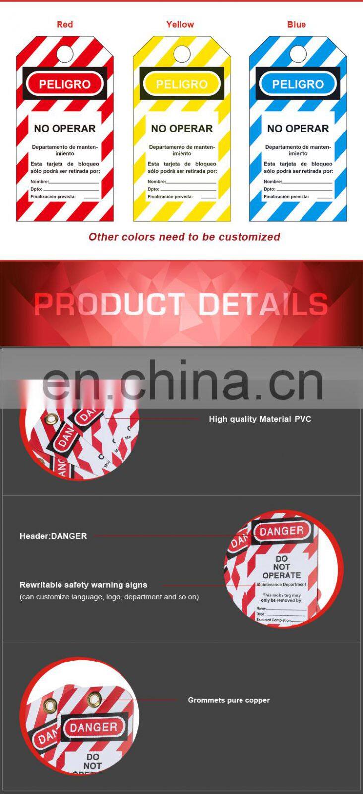 Industry Equipment Locked Out Pvc Safety Lockout Tagout Warning Tags