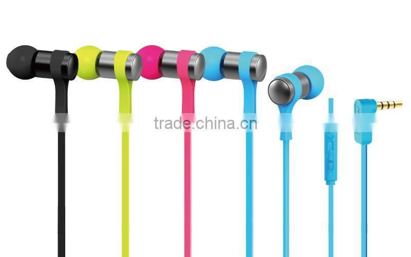 2015 newest high quality wholesale metal in ear colour headphone with mic