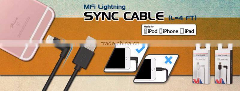 MFI certified multi color dual 90 degree angled usb cable for iphone 6 plus/mini ipad 2 support ios 8