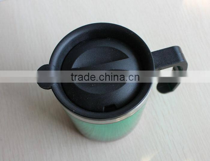 Double wall stainless steel inner ,plastic outer travel mug