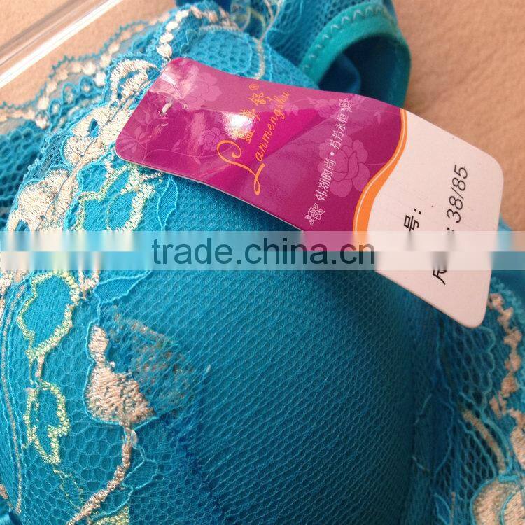 1.05USD High Quality Large Size Transparent Embroidered Sexy Girl Panty Bra,4Colors/ 36-40 B Cup(kctz014)