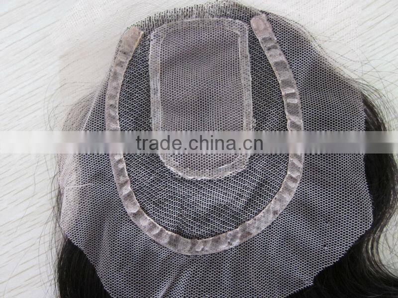 100% human hair silk PU base top lace front closure hair pieces