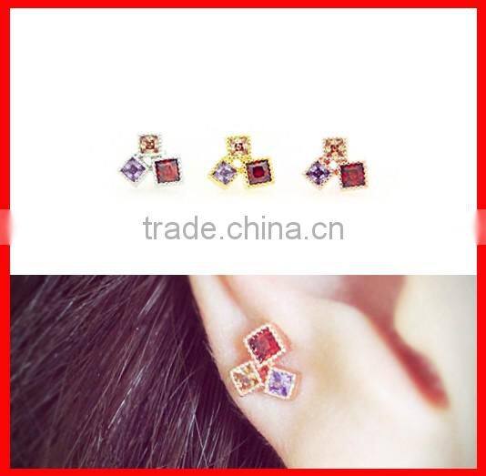 2016 FACTORY promotion summer new arrive dangle pave black zirconia Leaf crystal earring
