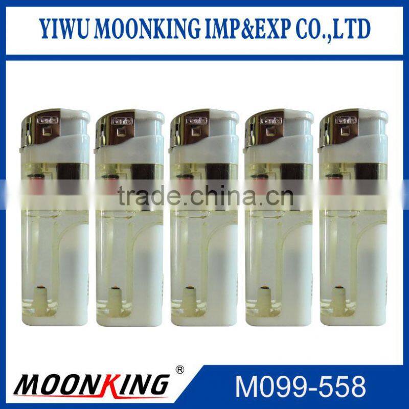 plastic refillable electronic gas torch lighter with led flashlight