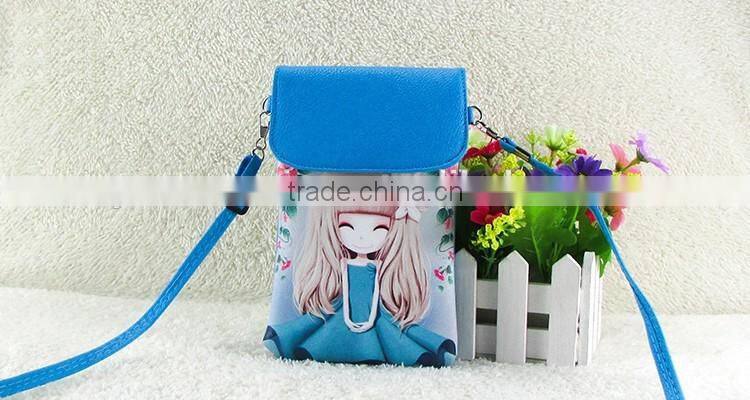 Wholesale pu lovely cartoon girl mini crossbody cell phone bag