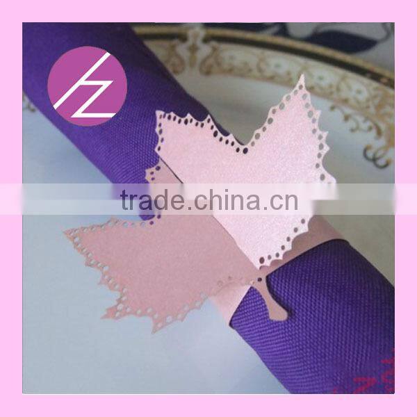 Wholesale cheap 2015 wedding paper crafts,laser cut wedding purple napkin rings MJ-32