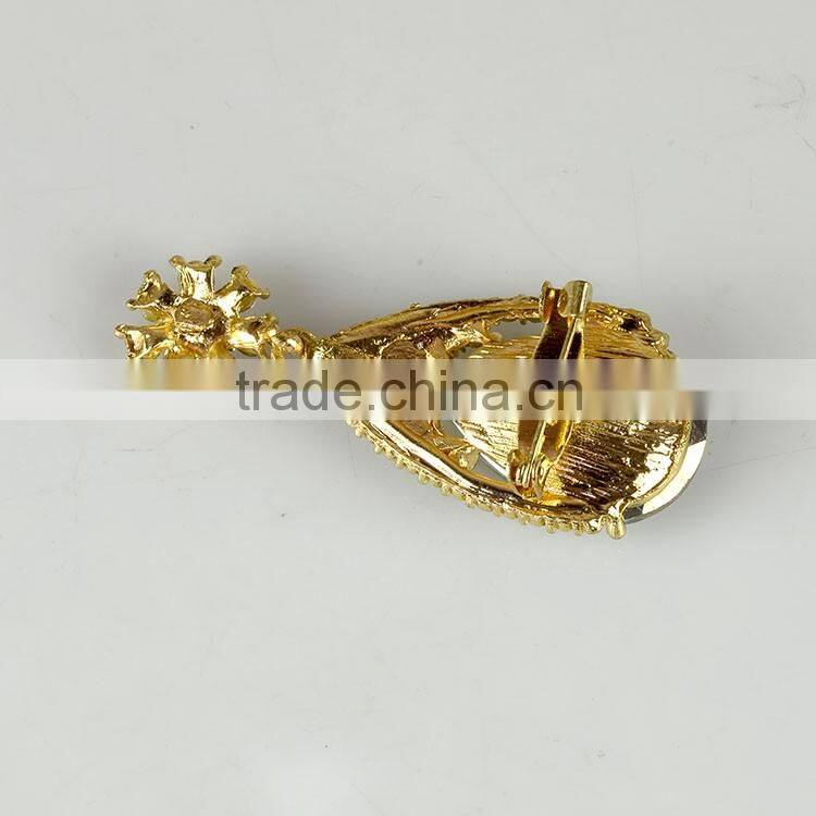 Teardrop Flower Light Topaz Tone Brooch, Teardrop Flower Silver Tone Brooch, Crystal Brooch Pin for Wdding Dress