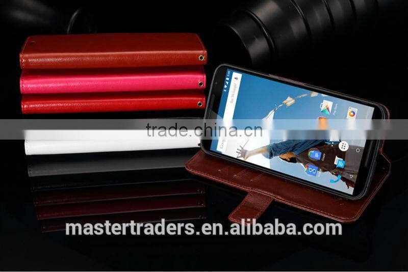 Original K-COOL Fine Sheep Grain Printing Stand PU Leather Wallet Case For Google 6 MT-2829