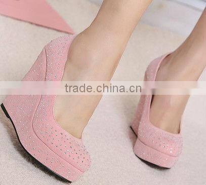 2016 High quality women wedge platfoems crystal high wedges heels shoes for women