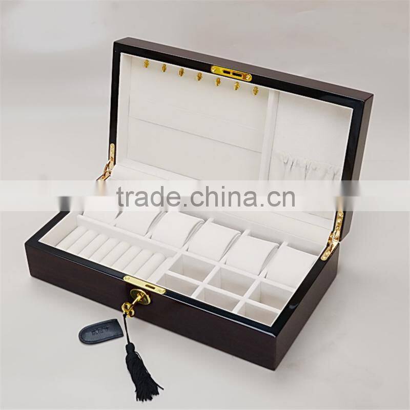 New arrive luxury piano lacquered wooden watch box with lock
