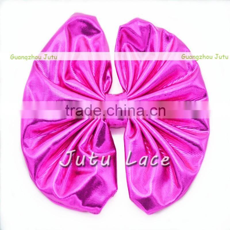 Wholesale DIY craft decorative flowers hair bows -Big Shiny Fabric Golden Bowknots Garment Accessories