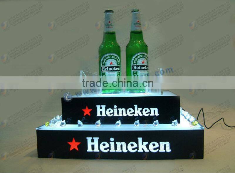 spirits promotion Acrylic bottle glorifier led lighting display shelf