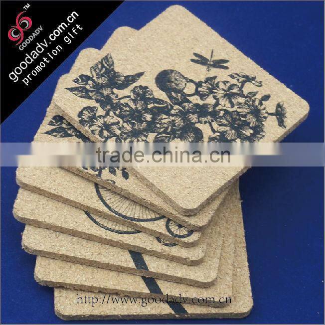 Wholesale guangzhou OEM wooden drink coasters cork coaster tea cup with logo