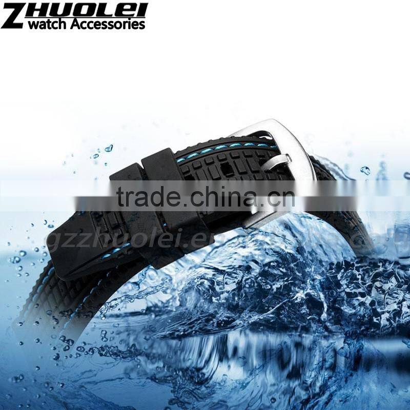 24mm black diver Rubber watch strap Wholesale 3PCS