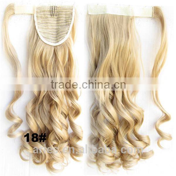 Wholesale premium fashion cheap heat resistant synthetic ponytail