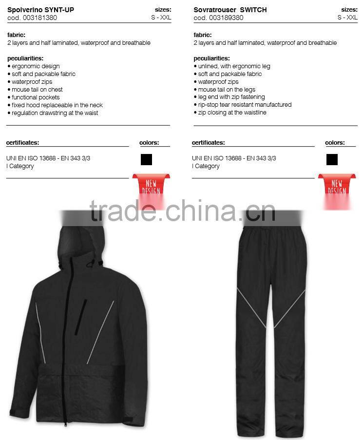 two layer and half laminated waterproof and breathable jacket and pants
