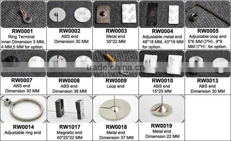 RuiWor RW0501 Cuboid Retracted Anti Theft Display Cord with Ring Terminal Cable End Install by 3M Adhesive Tape or Screw