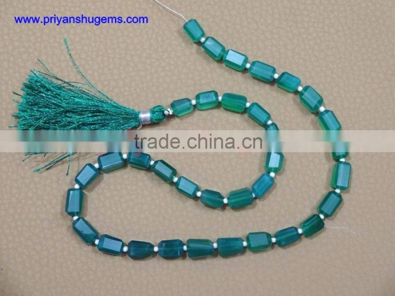 Green Onyx Hand made 6*10-8*12 mm Faceted Tumble shape, 16" Strand length 100% Natural gemstones