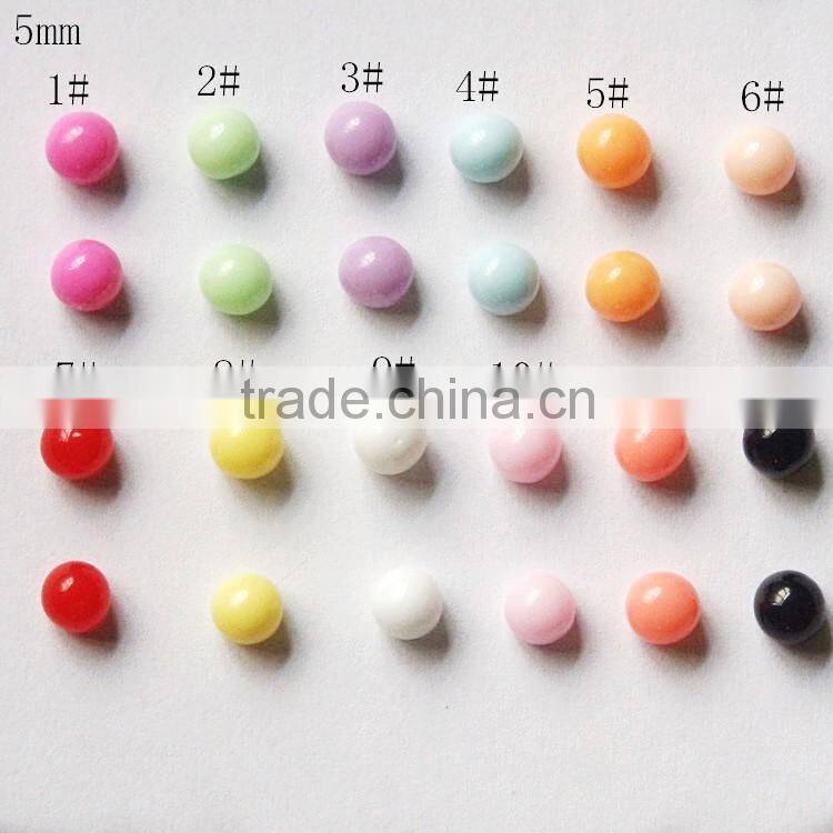 Wholesale Sweet Candy Color Nail Art Design Newest 4mm Flat Back Half Round Resin Ball Beads Pearl Nail Decoration Wheel