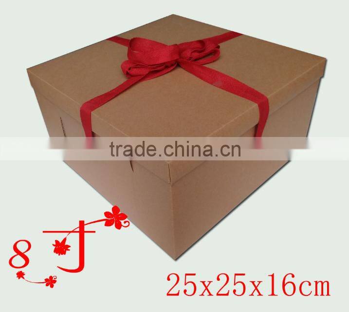 6/8/10 inch kraft paper packaging cake box,paper cake box with handle