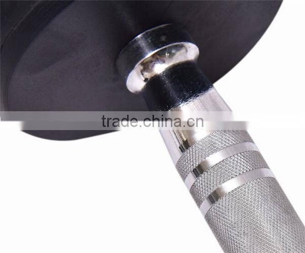 2015 hot sale Deluxe whole shaping Color PU Urethane Dumbbell with Stainless steel plating knurled handle