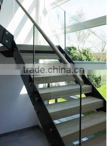 indoor iron wood straight staircase design for US decoration ---YUDI