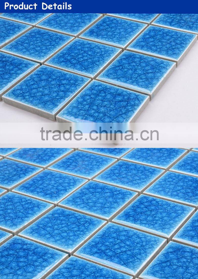 China Foshan blue glazed swimming pool ceramic mosaic tile