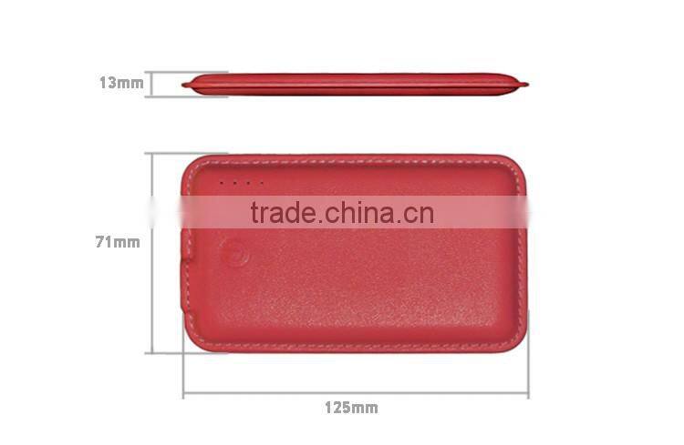 2016 Wholesale new coffee shop ultra thin genuine leather power bank 8000mah with print design