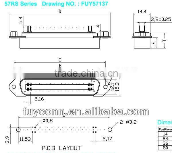 DDK Plug Male DIP Type Champ 2.16mm Header Connector PCB Straight mounting