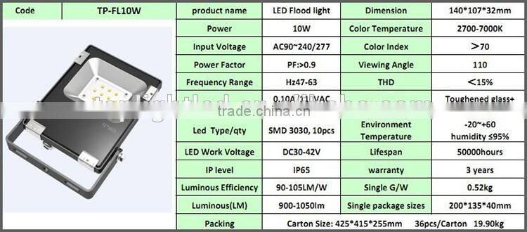 110lm/w PF>0.9 tennis court waterproof CE/MW driver 10w 20w 30w 50w 80W 100w IP65 led flood light