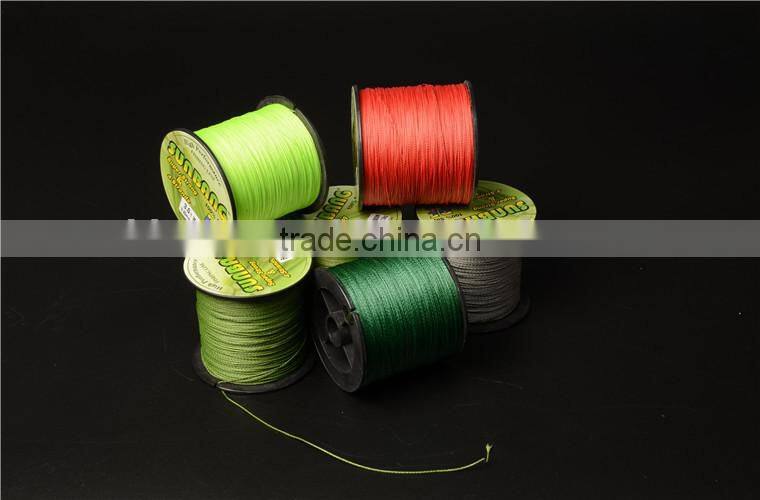China supplier 4/8 strand 300M multifilament pe fishing line yellow/orange,braided wire