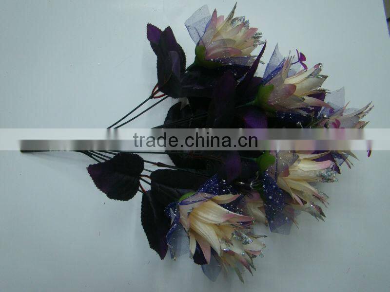 12 heads artificial flowers arrangements in vase