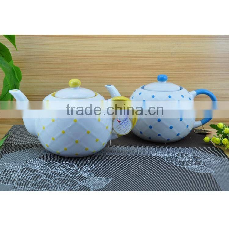 hot sale polka dot design tea pot/milk pot/sugar pot tea set ceramic