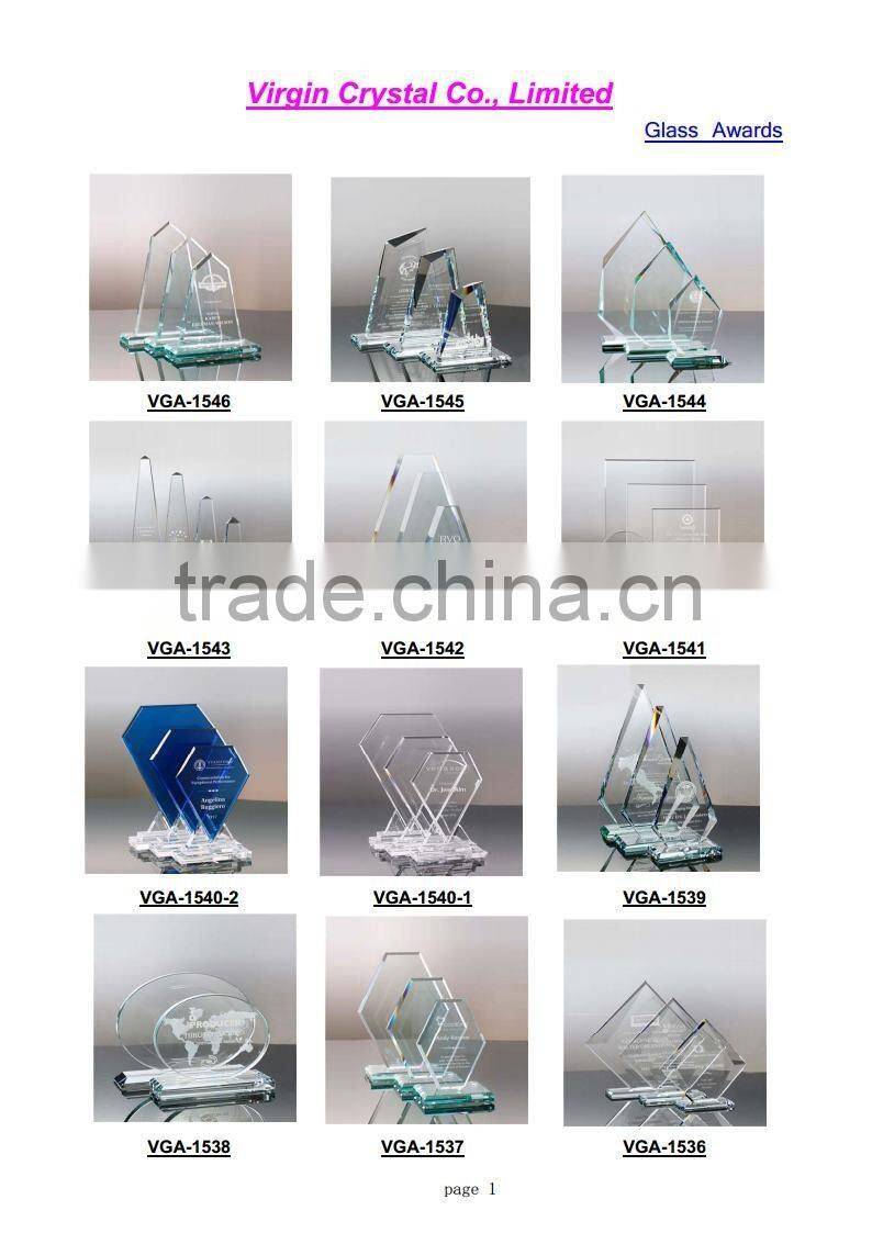 Novelty glass trophy plaque with your logo for club award