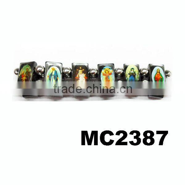 double line elastic beaded bio health magnetic health bracelet
