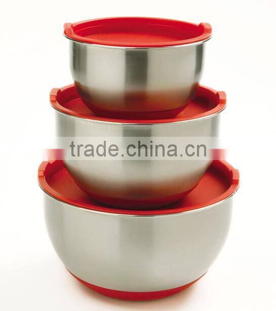 2016 Hot sale 3pcs Stainless Steel Non-Slip Mixing Bowl