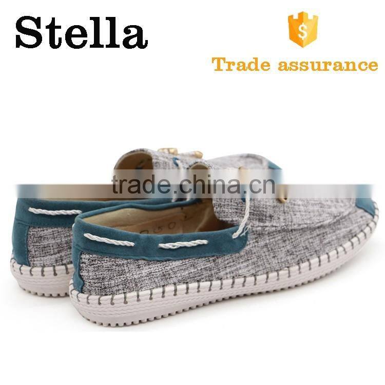 comfortable rubber sole threading strappy men canvas loafer shoes