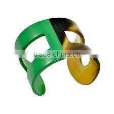 Eco-friendly black and blue lacquer water buffalo horn bracelets jewelry