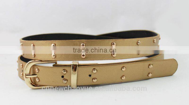 2015 new style hot-sale Fashion PU belts with two line rivets