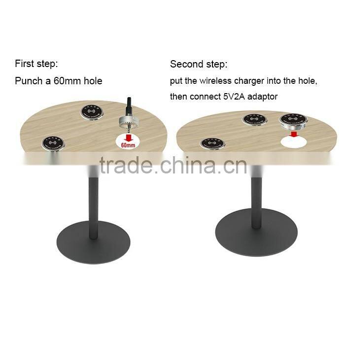Hot sale Dimension 60mm desktop wireless charger best suit for most coffee/restaurant/hotel/computer table
