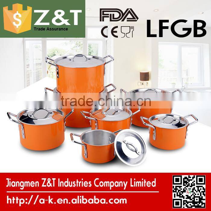 ALUMINUM DURABLE COLORED COOKWARE SET WITH DOUBLE CHROMED HANDLE