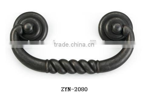 Vintage zinc alloy cabinet pull handle with black powder coating