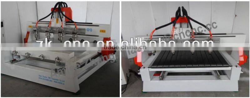 4 Spindles 4 Axis CNC Router With Moving Table Original 4 Axis NcStudio Controlling 1300*130mm ZK-1313-4