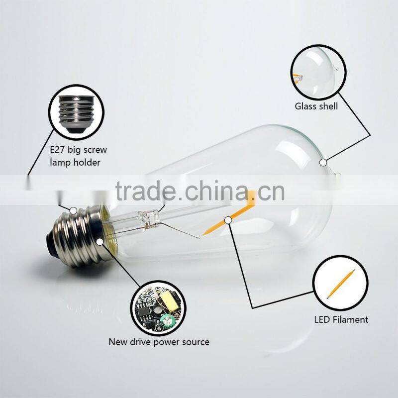 clear Chinese vintage retro ST64 E26E27 energy saving chandelier 1w 2w Edison led lights led bulb