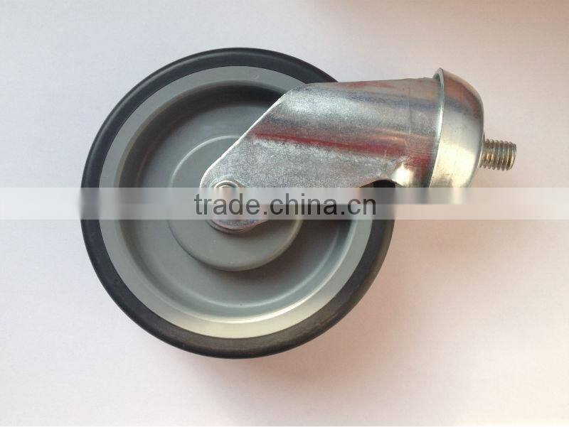 5" TPR caster with threaded stem, 125mm TPR caster