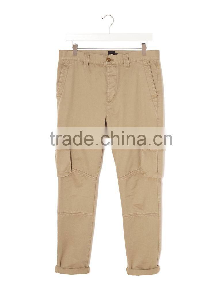 2015 khaki wholesale mens cargo pants with side pockets JXH022