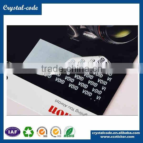 High sensitivity laser printing transfer type custom die cutting warranty void security VOID label