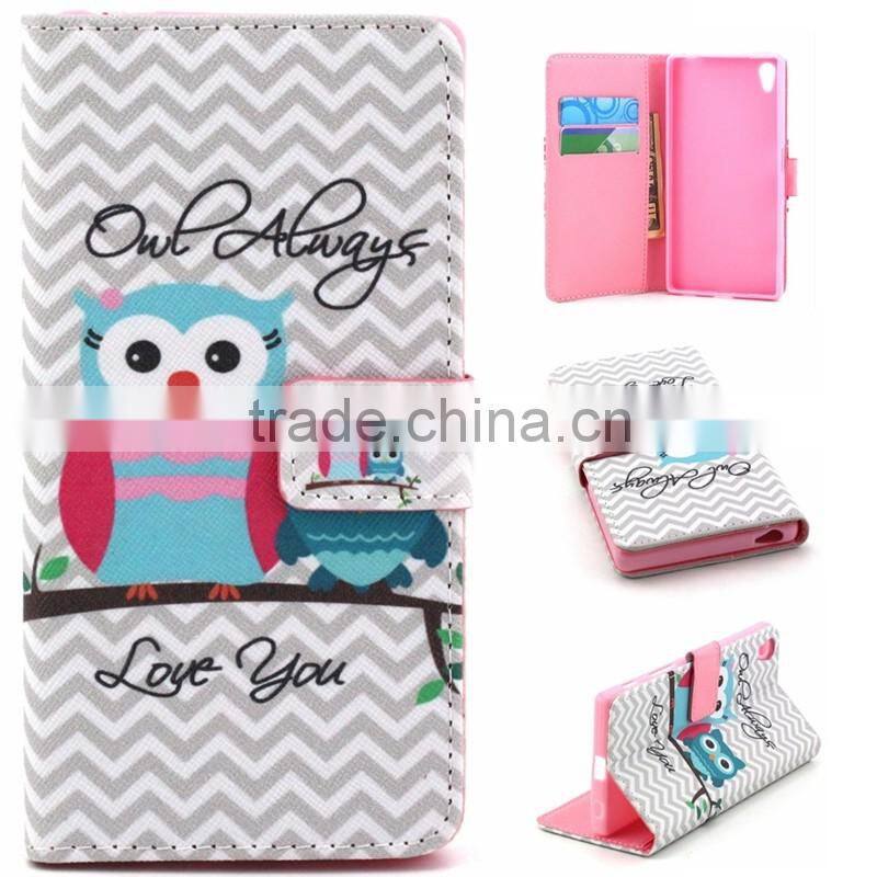 Book Style Color Printing Customed PU Leather Wallet Case For Sony Z5